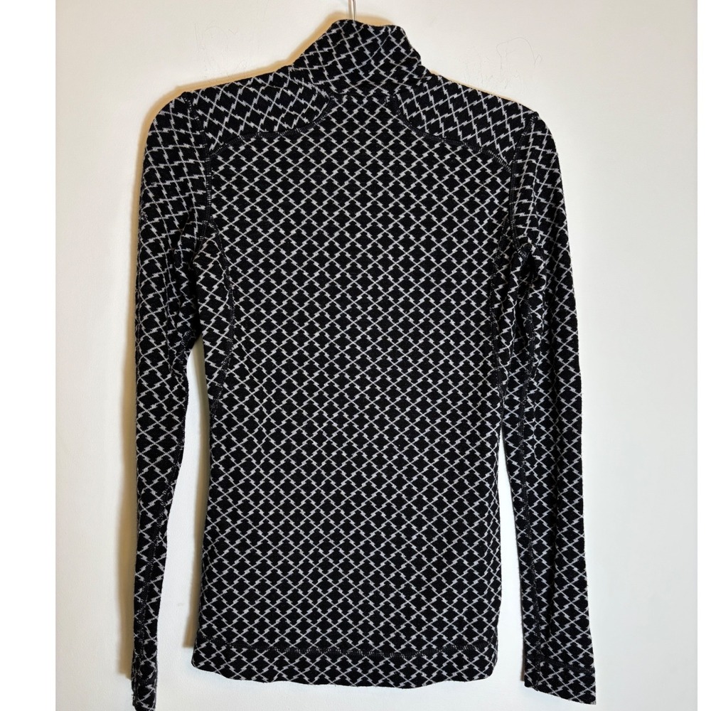 Smartwool Merino 250 Base Layer Womens Small Black White Geometric 1/4 Zip Top - Picture 10 of 10